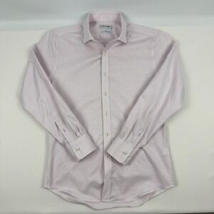 Twillory Mens Tailored Fit Non Iron Safe Cotton Dress Shirt Pink Blue Check 15.5